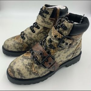 Snake print hiker boots